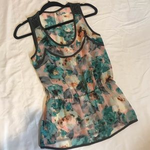Nordstrom Bellatrix Gray Floral Sleeveless Blouse